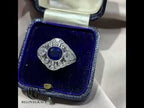 Luxury Jewelry Vintage Halo Cushion Cut Blue Sapphire Engagement Rings