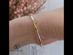 Classic Yellow Gold Baguette & Round Cut White Sapphire Bangle Bracelet For Women