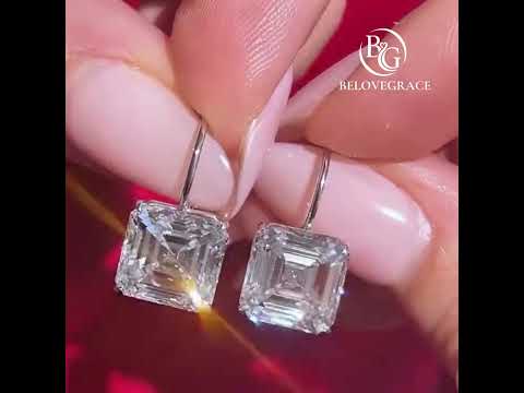 Classic Solitaire White Sapphire Asscher Cut Drop Earrings For Women