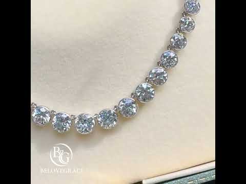 Luxury Jewelry Classic Round Cut White Sapphire Tennis Necklace For Women