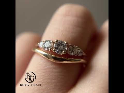 Luxury Jewelry Golden Five Stone Round Cut White Sapphire Engagement Rings