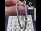 Full Pavé Round Cut Lab Gemstone Statement Hoop Earrings For Women