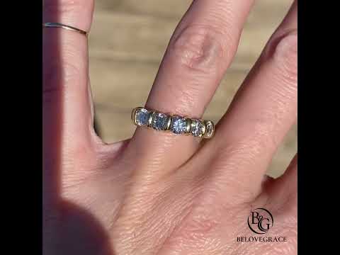 Prong Setting Yellow Gold Round Cut White Sapphire Wedding Band Ring