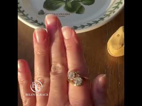 Yellow Gold Toi Et Moi Vintage Cushion Cut White Sapphire Engagement Rings
