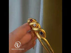 Luxury Jewelry Vintage Golden Twist Design Round Cut Ruby & Blue & White Sapphire Bangle Bracelet For Women