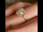 Luxury Jewelry Classic Golden Halo Cushion Cut White Sapphire Engagement Rings
