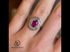 Luxury Jewelry Golden Vintage Halo Oval Cut Pink Sapphire Engagement Rings