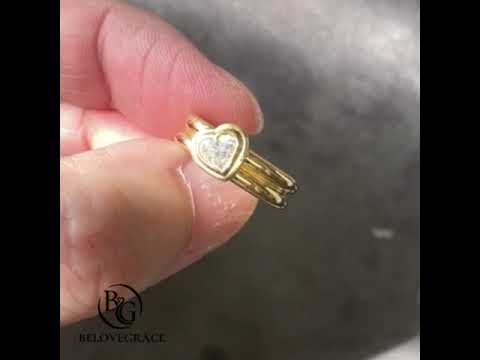 Yellow Gold Bezel Heart Cut White Sapphire Engagement Ring