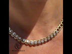 Luxury Jewelry Yellow Gold Round Cut White Sapphire Tennis Necklace For Women