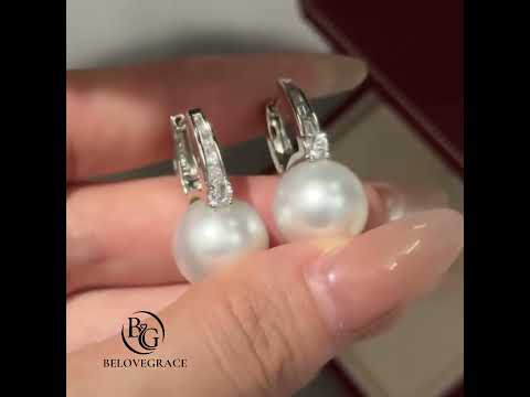 Luxury Jewelry Elegant Round Cut Pearl & White Sapphire Drop Earrings For Women