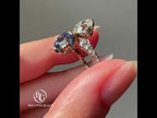 Vintage Toi Et Moi Yellow Gold Pear Cut Blue & White Sapphire Engagement Ring