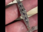 Vintage Milgrain Two Tone Round Cut Blue & White Sapphire Tennis Bracelet For Women
