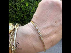 Classic Yellow Gold Bezel Round Cut White Sapphire Chain Tennis Bracelet For Women