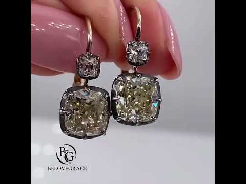 Two Tone Vintage Radiant Cut White Sapphire Drop Earrings For Women