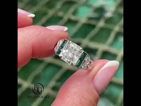 Luxury Jewelry Art Deco Radiant Cut White Sapphire Engagement Rings