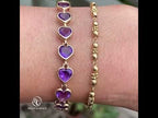 Vintage Bezel Yellow Gold Heart Cut Amethyst Sapphire Tennis Bracelet For Women