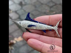 Swordfish Pave Setting Round Cut White Sapphire Brooch