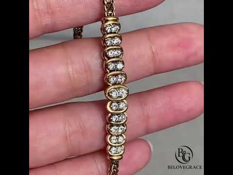 Art Deco Golden Round Cut White Sapphire Bracelet For Women