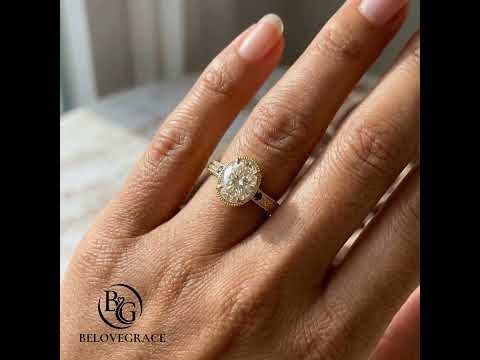 Vintage Three Stone Bezel Yellow Gold Oval Cut White & Blue Sapphire Engagement Ring