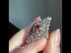 Vintage Unique Design Bezel Double Halo Oval Cut Pink Sapphire Engagement Ring