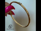 Classic Yellow Gold Baguette Cut White Sapphire Bangle Bracelet For Women