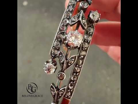 Two Tone Vintage Round Cut White Sapphire Bangle Bracelet For Women