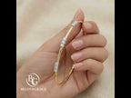 Classic Two Tone Round Cut White Sapphire Bangle Bracelet For Women