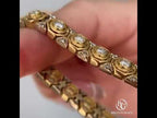 Vintage Honeycomb Design Round Cut White Sapphire Bracelet For Women
