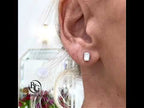 Luxury Jewelry Classic Solitaire Bezel Radiant Cut White Sapphire Stud Earrings For Women