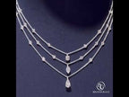 Three Row Marquise & Pear Cut White Sapphire Pendant Necklace For Women
