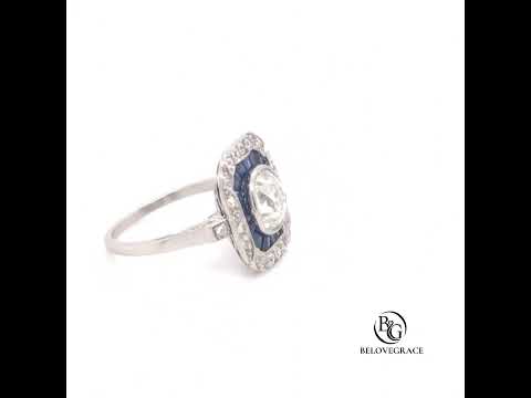 Art Deco Halo Cluster Cushion Cut White Sapphire Engagement Ring