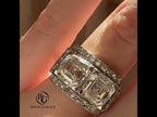 Luxury Jewelry Art Deco Toi et Moi Halo Asscher Cut  White Sapphire Engagement Rings