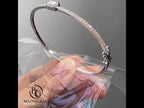 Luxury Jewelry Classic Emerald Cut White Sapphire Bangle Bracelet For Women