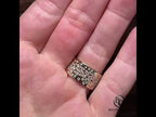 Wide Cluster Pave Setting Golden Round Cut White Sapphire Wedding Ring