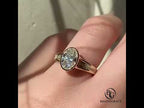 Vintage Bezel Pavé Band Oval Cut Yellow Gold Moissanite Engagement Ring