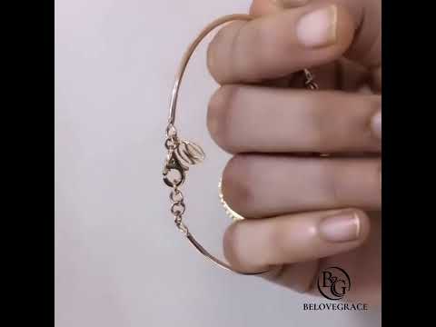 Classic Golden Round Cut White Sapphire Bangle Bracelet For Women