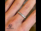 Luxury Jewelry Two Tone Classic Cushion Cut White Sapphire Half Eternity Wedding Band For Women