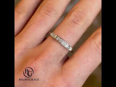 Luxury Jewelry Two Tone Classic Cushion Cut White Sapphire Half Eternity Wedding Band For Women