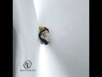 Luxury Jewelry Two Tone Unique Design Pave Setting Pear Cut White & Blue Sapphire Engagement Rings