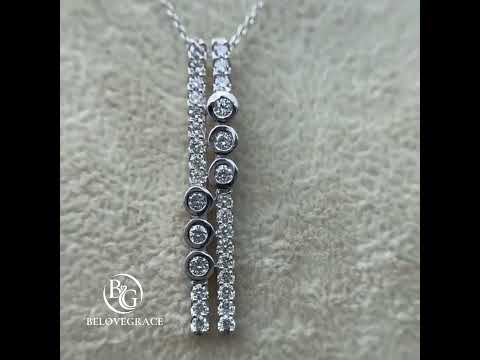 Luxury Jewelry Vintage Double Row Bezel Round Cut White Sapphire Pendant Necklace For Women
