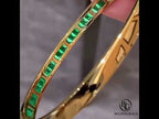 Art Deco Yellow Gold Baguette Cut Green Emerald Bangle Bracelet For Women