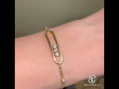 Unique Golden White Sapphire Round Cut Bracelet For Women