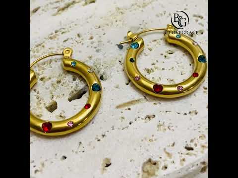 Modern Round Cut Multi-Color Sapphire Scattered Set Hoop Earrings For Women
