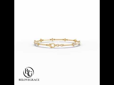 Fashion Cluster Design Yellow Gold Round Cut White Sapphire Layering Bracelet For Women