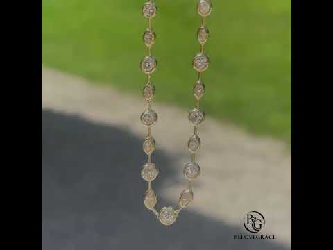 Classic Golden Round & Marquise Cut White Sapphire Tennis Necklace Necklace For Women