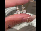 Classic Yellow Gold Cushion & Round Cut White Sapphire Drop Earrings For Women