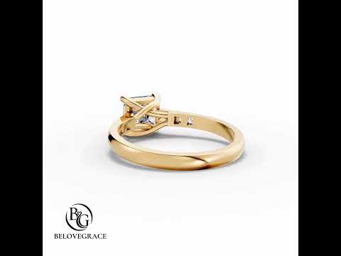 Luxury Jewelry Yellow Gold Asscher Cut White Sapphire Engagement Ring