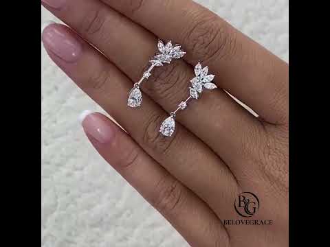 Luxury Jewelry Elegant Pear Cut White Drop Earrings For Women