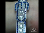 Buckle Design Art Deco Blue Sapphire Princess Cut Tennis Bracelet for Women(26.0CT)