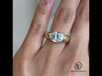 Bezel Set Two Tone Oval Cut Moissanite Solitaire Engagement Ring